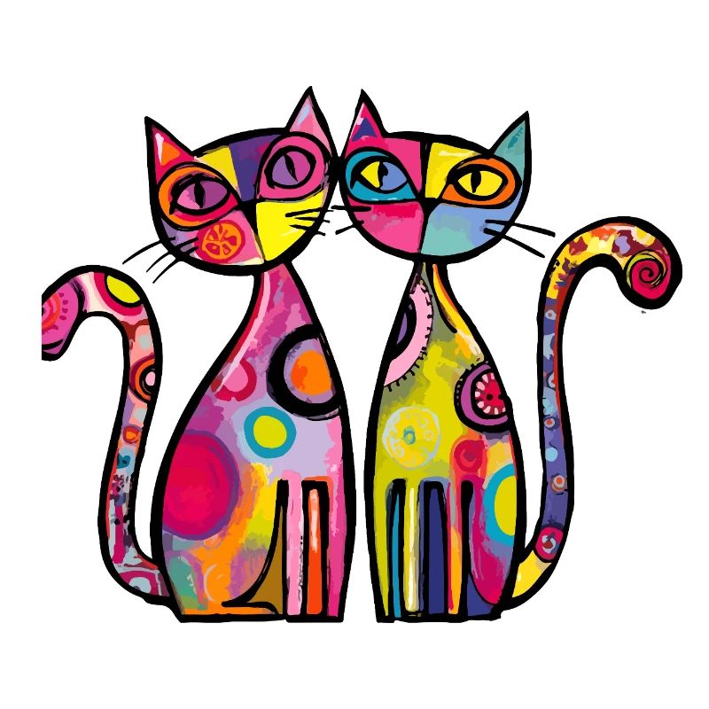 Katzen Paar Bunt