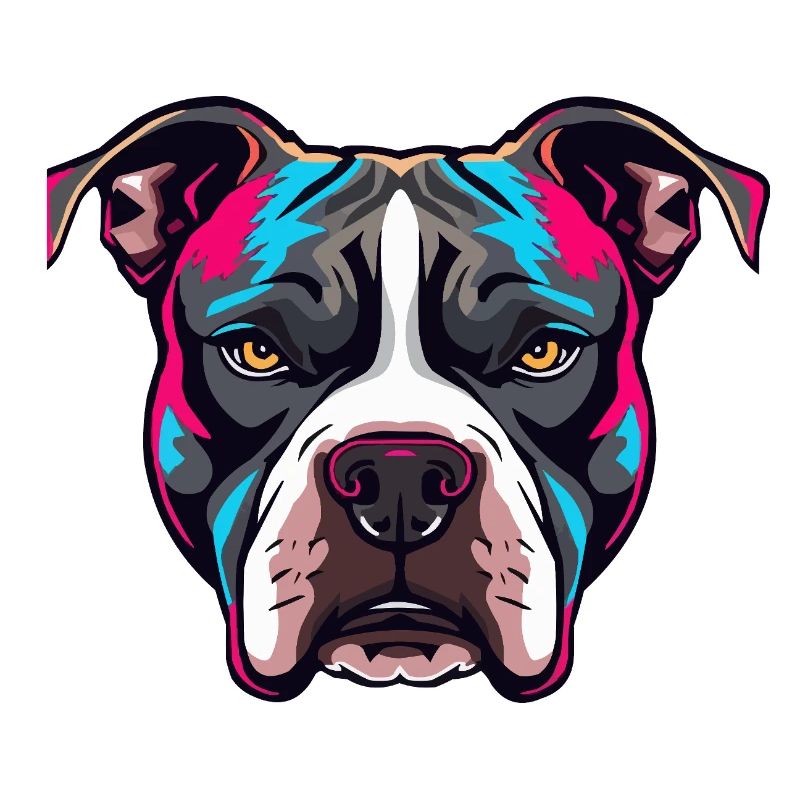 Portrait de pitbull néon