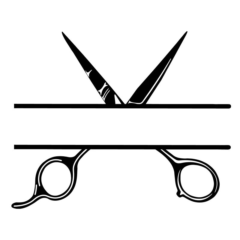 Texte bannière logo coiffeur ouvrir ciseaux