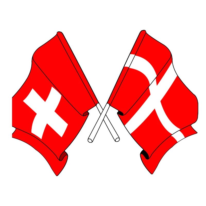 Drapeau de la Suisse et drapeau du Danemark