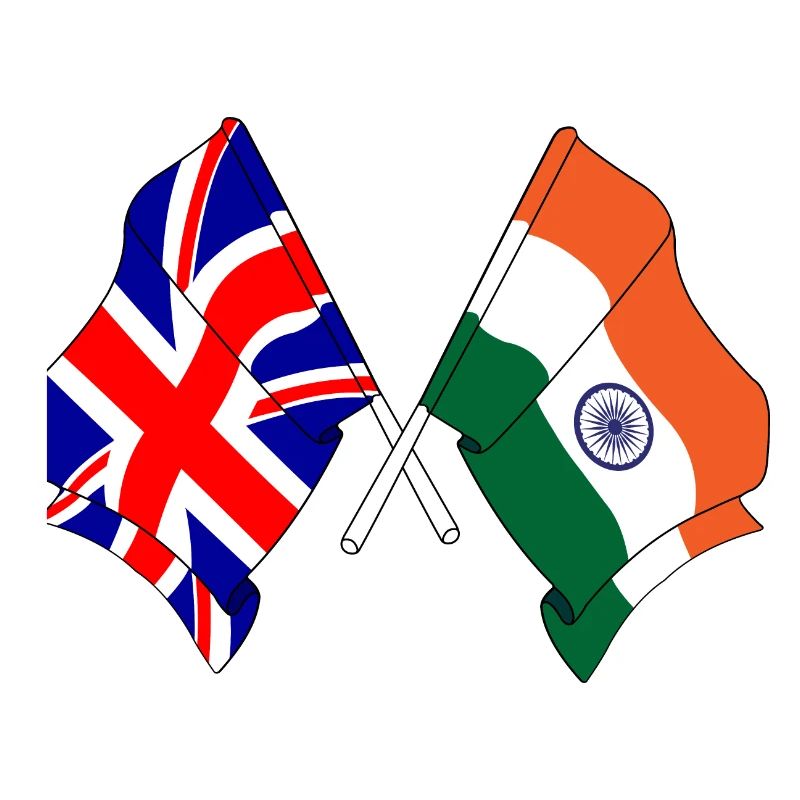 Drapeau de l’Angleterre et drapeau de l’Inde