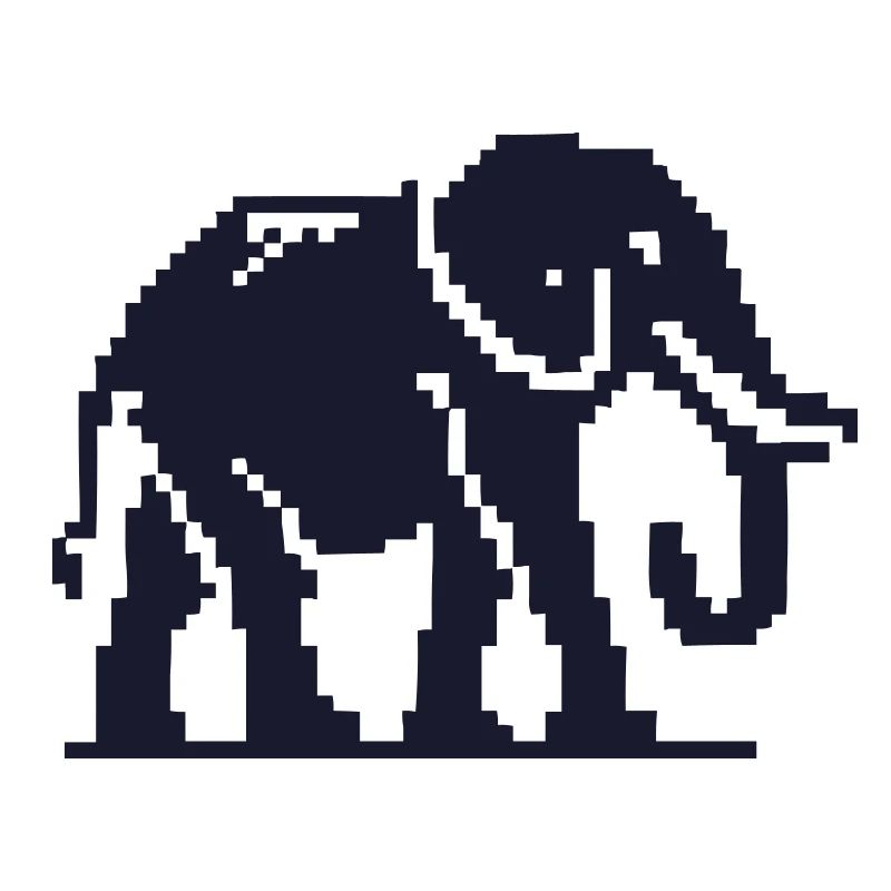 Elephant Pixel Art Dark Blue
