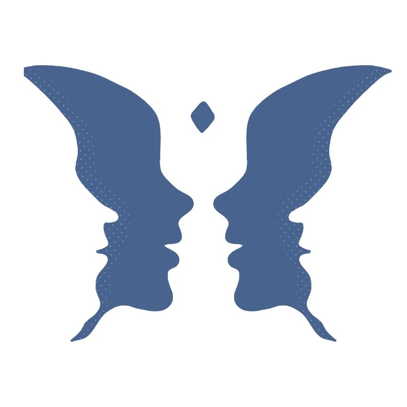 Küssende Gesichter oder ein Schmetterling