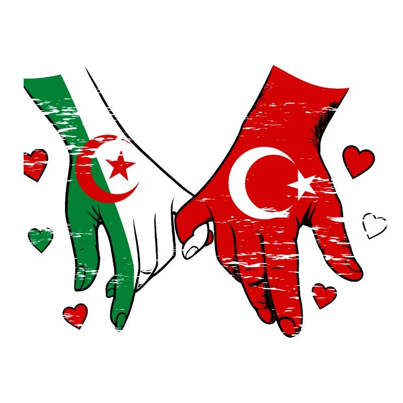 Algérie Drapeau Turc Tenue de la main utilisée