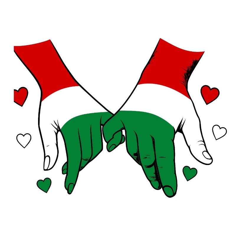 Drapeau hongrois main dans la main