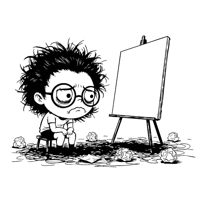 Künstler Creative Blocking Empty Canvas Manga