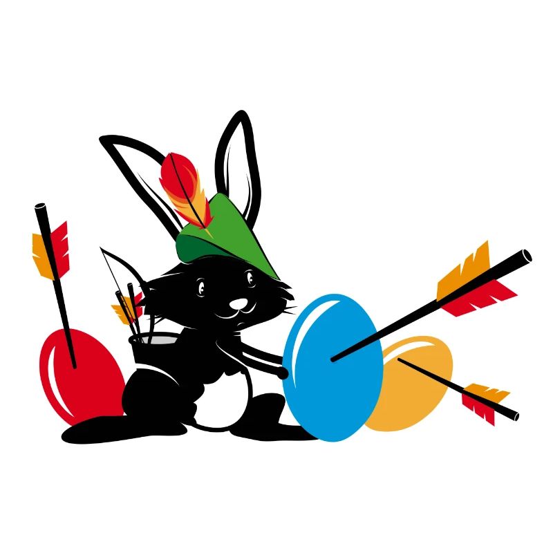 Osterhase mit Pfeil und Bogen