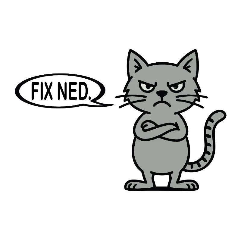 Angry cat with speech bubble - fix ned dialect