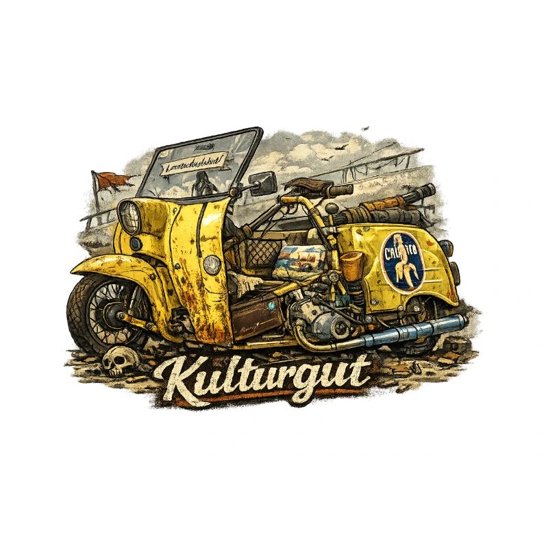 Kulturgut Gelber Oldtimer-Sidecar