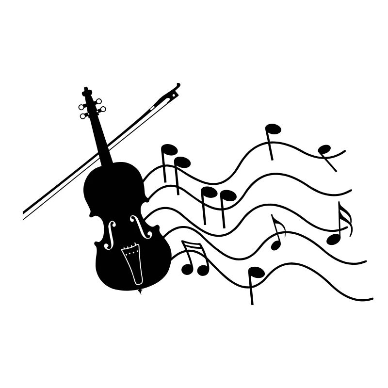 Violin with music notes shadow image,