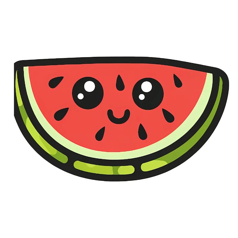 Dessin animé mignon de tranche de pastèque