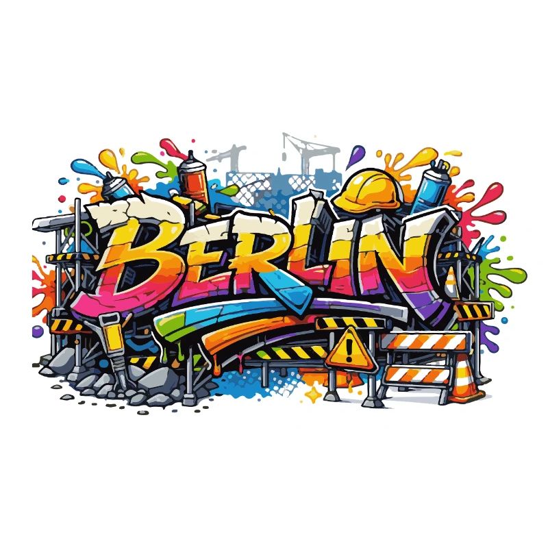 Berlin Graffiti Construction Site Style with Color Effects