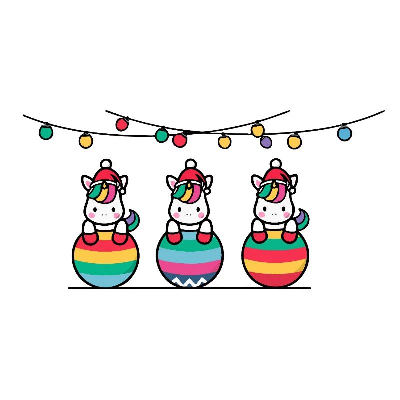 3 Einhörner Weihnachtskugeln Freunde