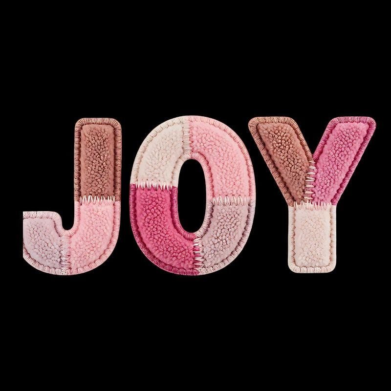 Lettrage en tissu rose patchwork Joy fait main