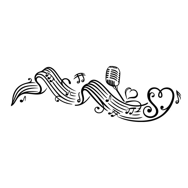 Notenblatt mit microphon, music, notes, clef