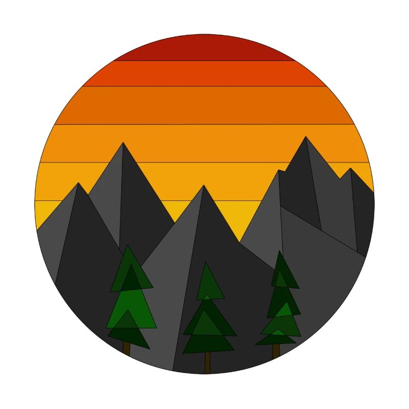Mountain landscape sunset geometric
