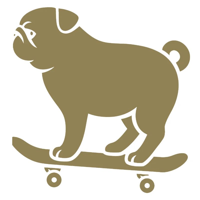Minimalistischer Mops Skateboarder Katze 