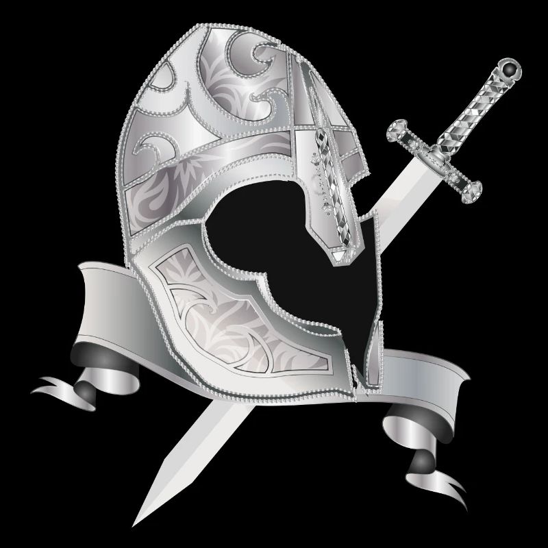 Casque de chevalier noble avec épée – ornement en argent