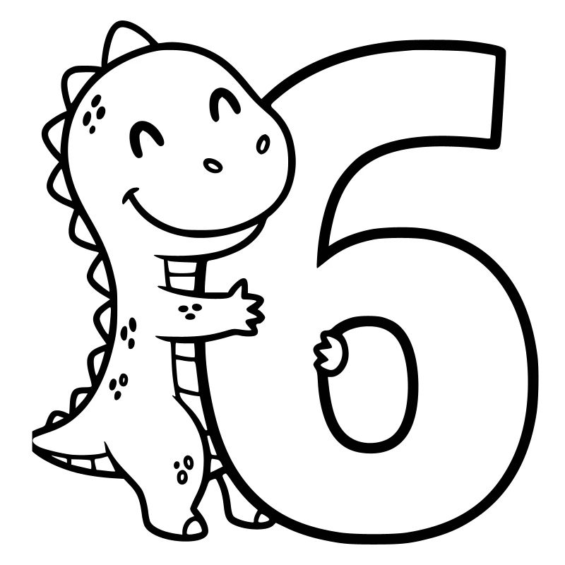 Illustration de dinosaure avec le chiffre 6