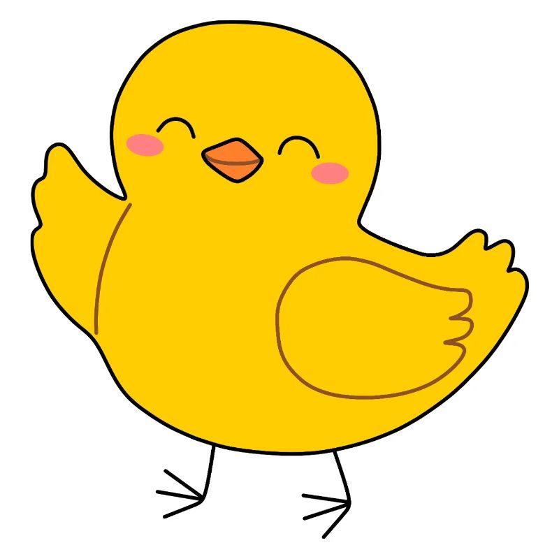 Dessin animé de la Poussin Jaune Joyeuse