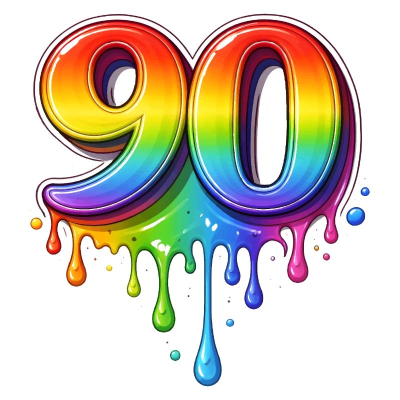 90 Rainbow Retro Number