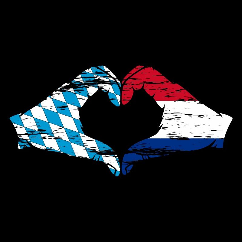 Bavière, Hollande, drapeau, mains, forme de coeur utilisé