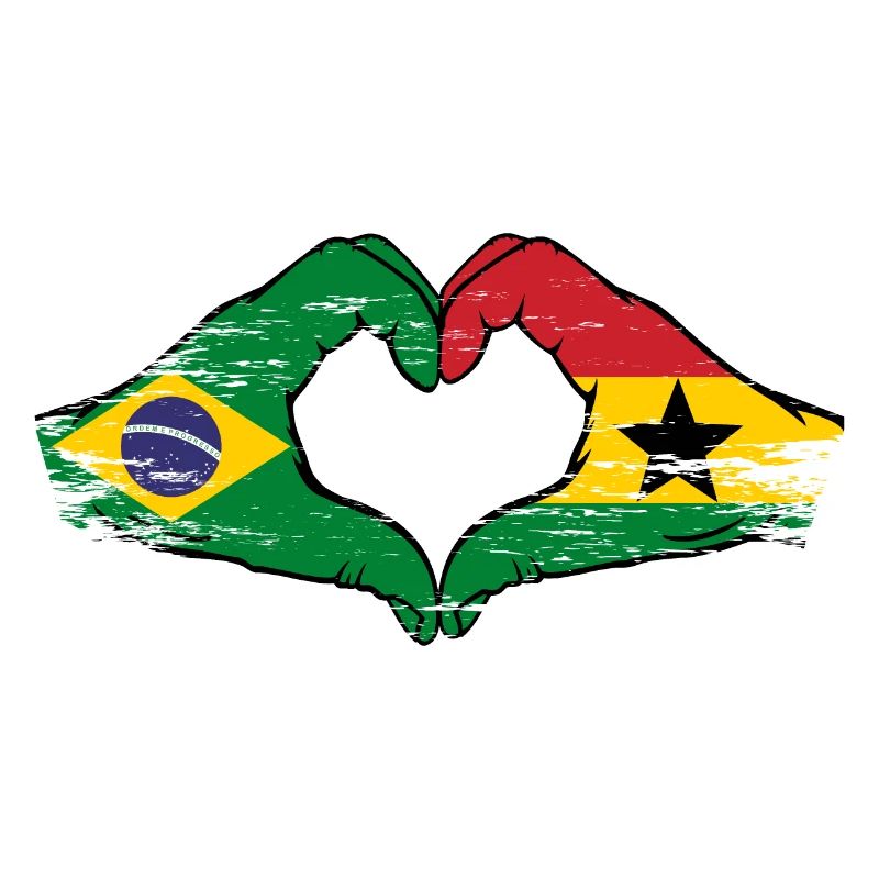 Brésil Ghana drapeau mains forme de coeur utilisé