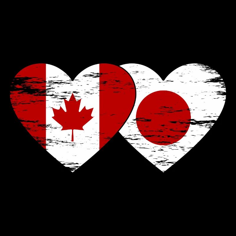 Canada Japon Drapeau Coeur Utilisé