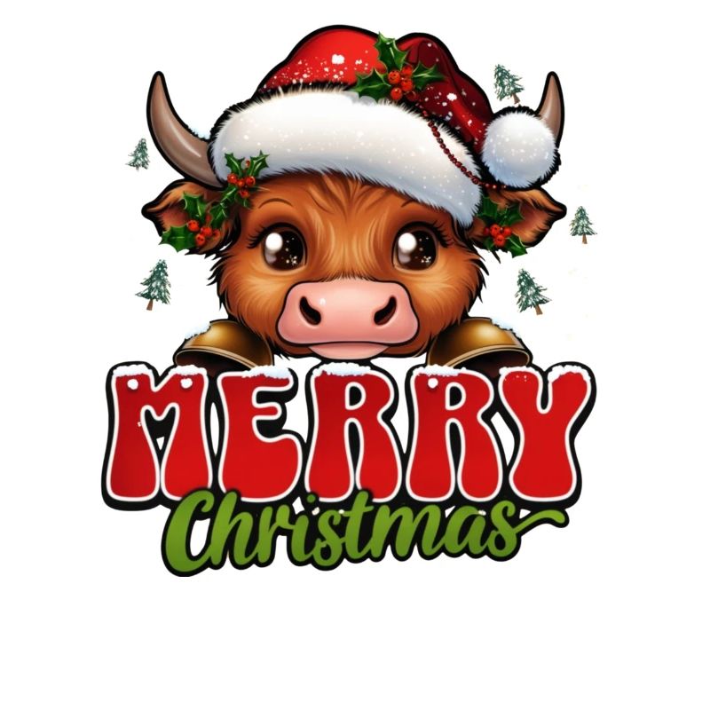 Weihnachtskuh mit Santa Hut
