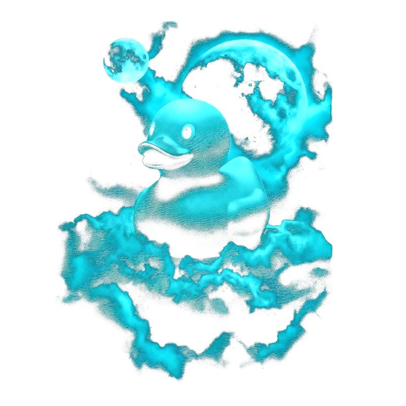Neon room duck over blue cloud