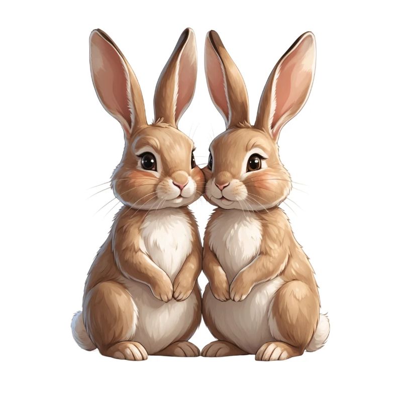 Rabbit Duo Cuddle Picture