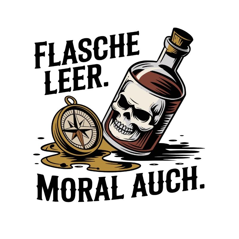 Bottle Empty Morale Also Skull Compass Alcohol