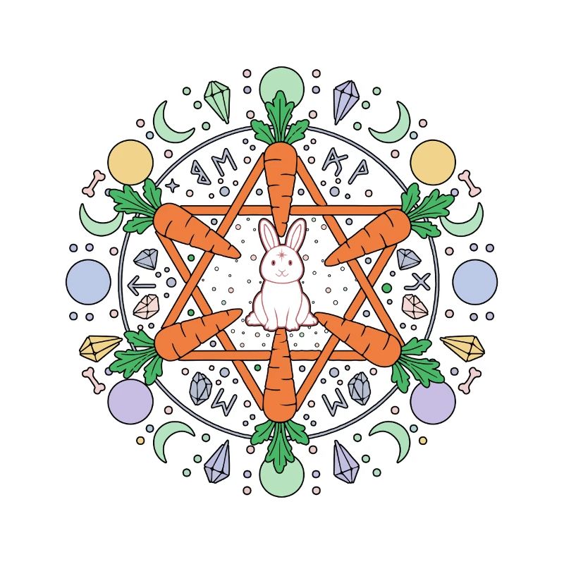 Pentagram Carrot Bunny Occult Easter Blessings