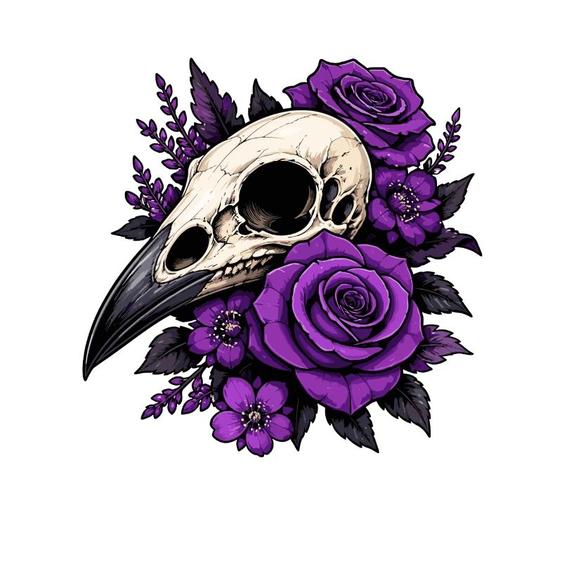 Violet Skull Roses Design