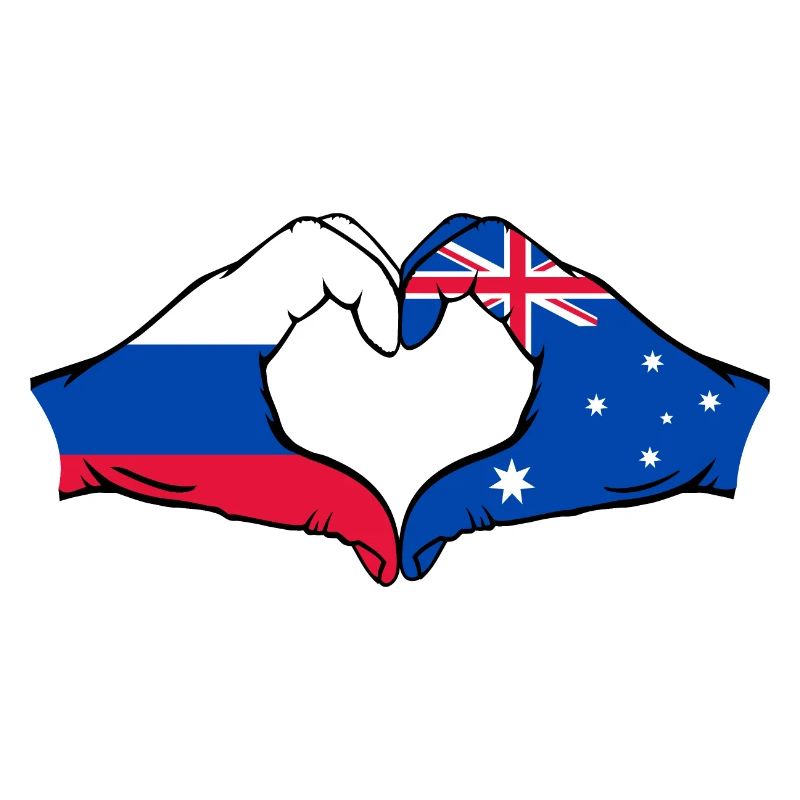 Forme de coeur du drapeau de la Russie et de l’Australie