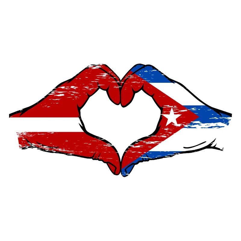 Lettonie Cuba Drapeau Mains Coeur Forme Utilisé