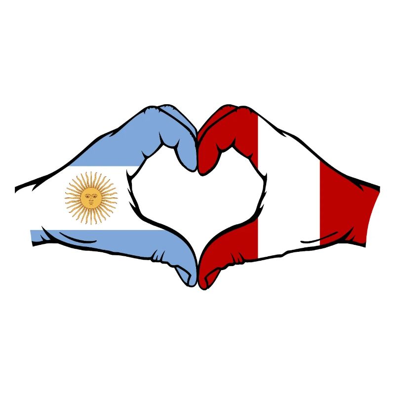 Argentine Pérou Drapeau Mains Coeur Forme