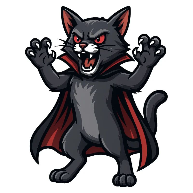 Mignon Halloween Chat Vampire Dessin animé Monstre Drôle