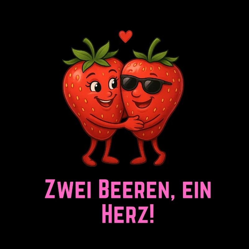 Zwei Beeren ein Herz - Erdbeeren Paar