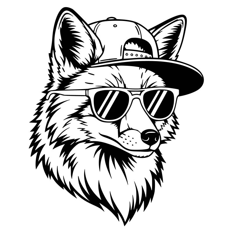 Cool fox with cap and sunglasses