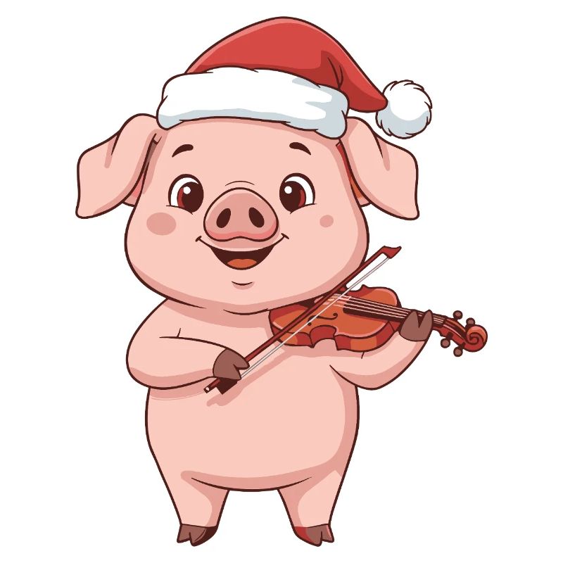 Animaux de ferme de cochons de Noël jouant du violon