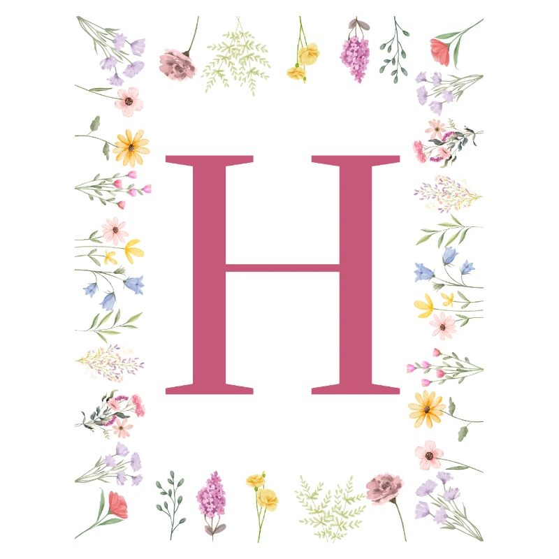 Florale Initialen "H", Buchstaben Monogramm