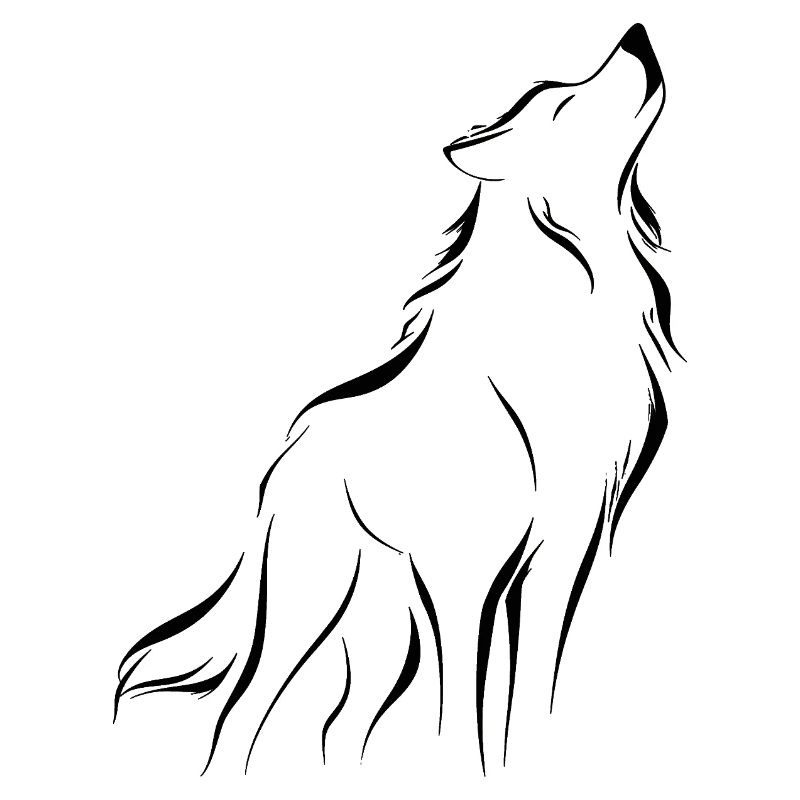 Minimalist and symbolic wolf silhouette