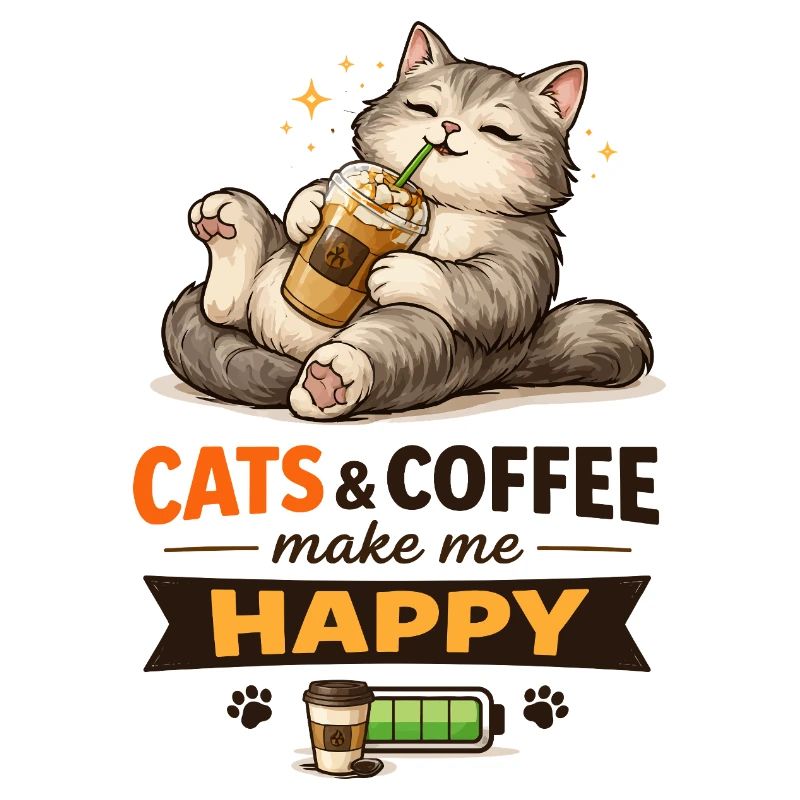 Katzen und Kaffee machen mich glücklich
