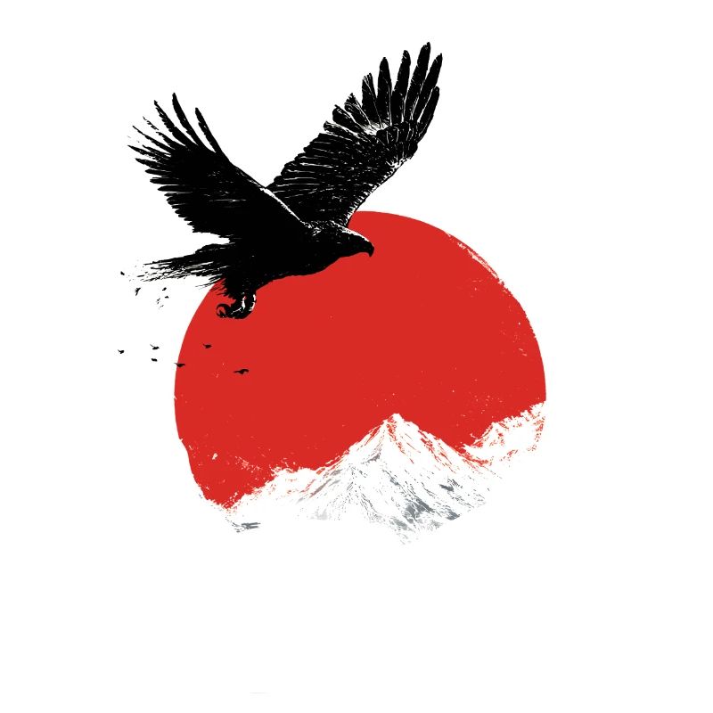 Fuji Red Sun Eagle - Japanese Bird Flying