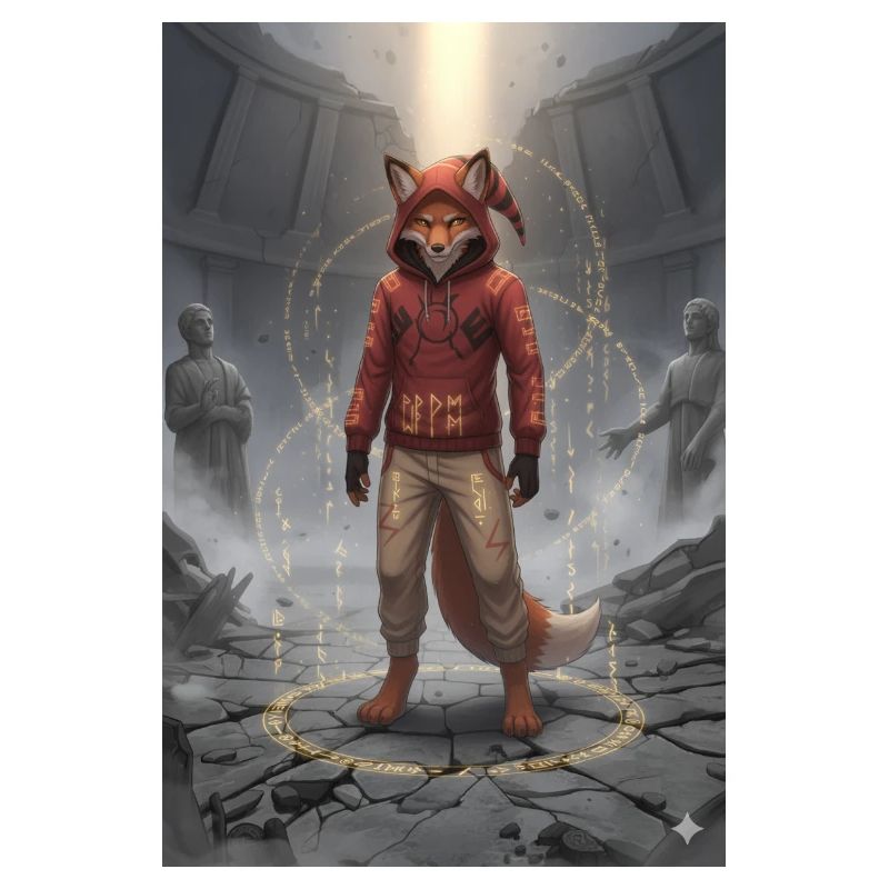 Sweat à capuche Rune Fox dans le style Ruin