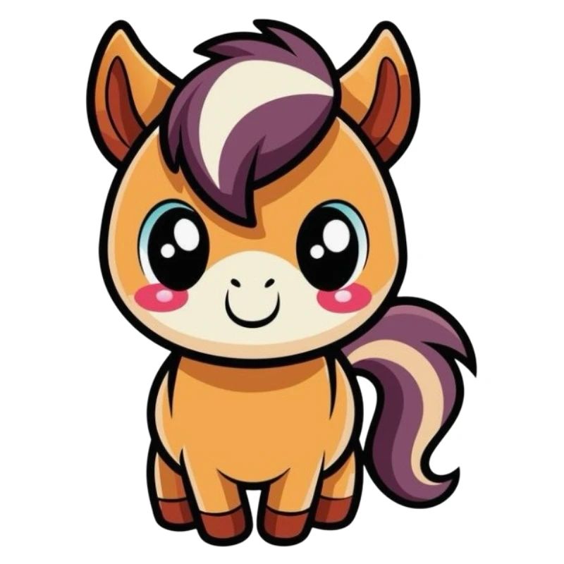 Süßes Chibi-Pony mit lila Mähne