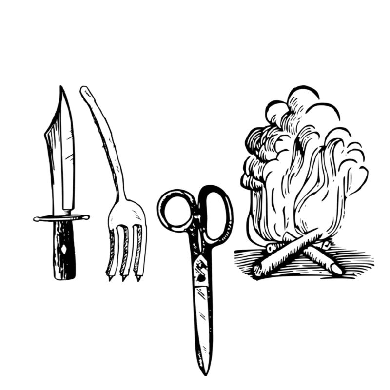 Kindermärchen fairy tale knife fork scissors light