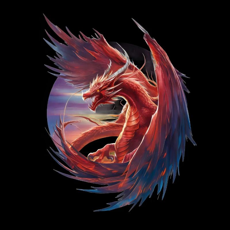 Cooler roter Drache