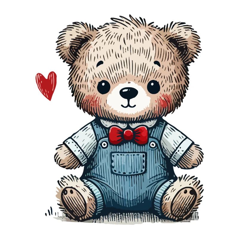 Vintage teddy bear with dungarees